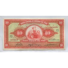 PERU 1965 10 SOLES BILLETE SIN CIRCULAR, HERMOSO